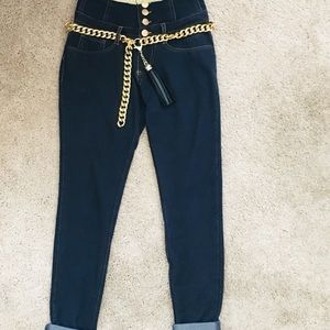 Beatnik garb Stretch Jeans with Chain Belt